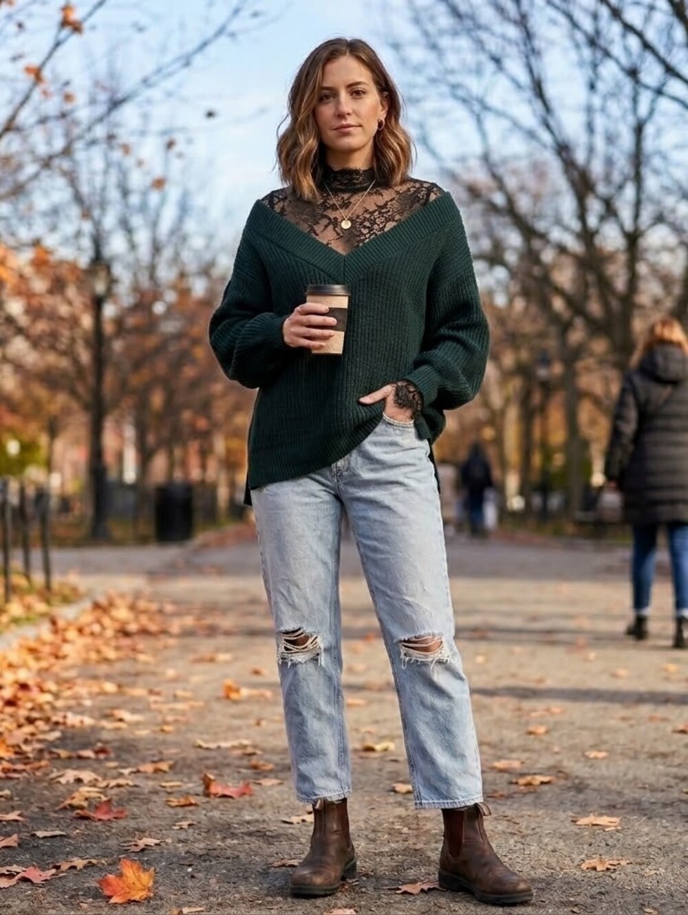 A MTL 1980 Dark Forest Green V-Neck Ribbed Knit Sweater 1X Viscose Cotton Blend